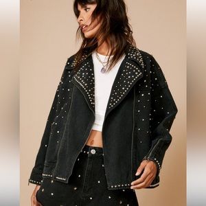 Denim jeweled jacket